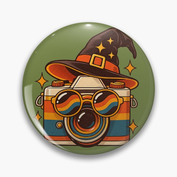 Item preview, Retro 1970s Witch Hat Camera Art – Groovy Vintage Halloween Print designed and sold by MagicMakerPh.