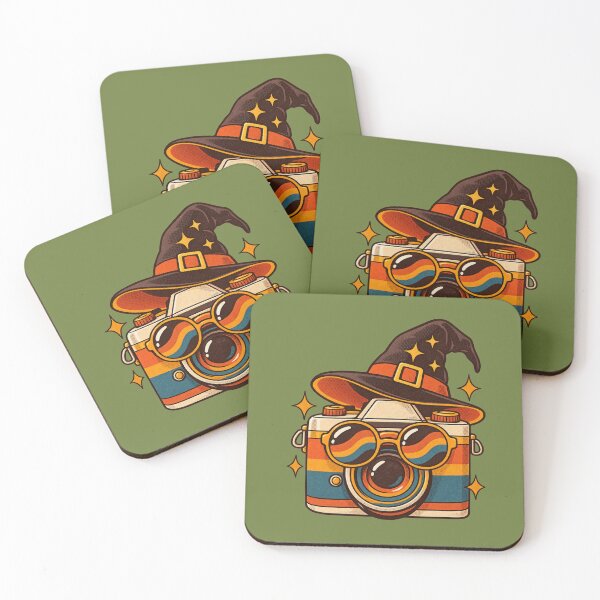 Item preview, Retro 1970s Witch Hat Camera Art – Groovy Vintage Halloween Print designed and sold by MagicMakerPh.