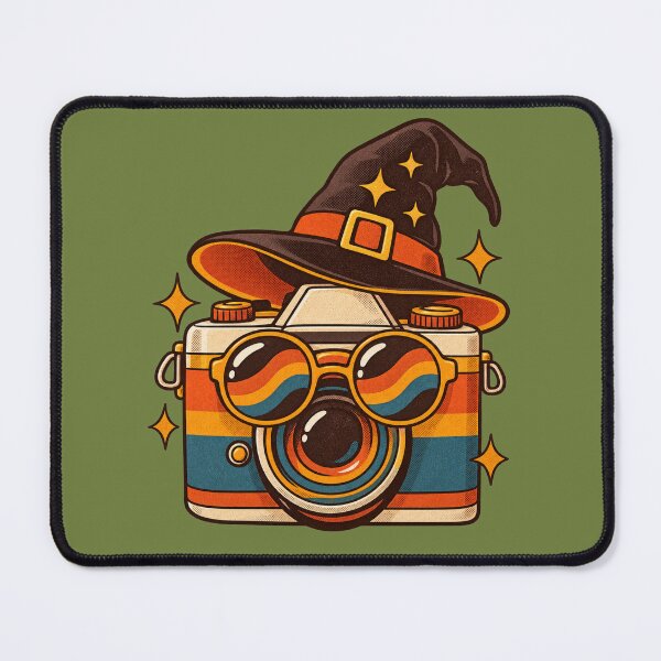 Item preview, Retro 1970s Witch Hat Camera Art – Groovy Vintage Halloween Print designed and sold by MagicMakerPh.