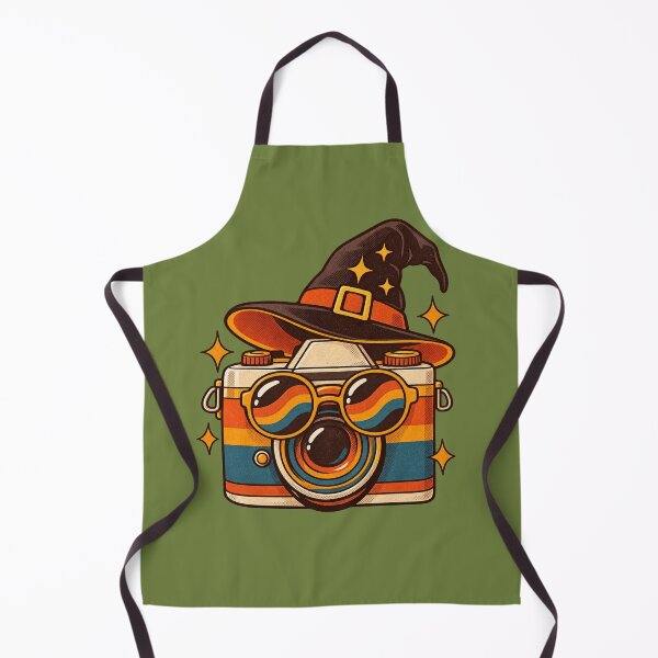 Item preview, Retro 1970s Witch Hat Camera Art – Groovy Vintage Halloween Print designed and sold by MagicMakerPh.