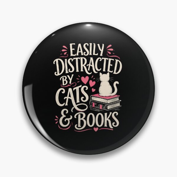 Item preview, Easily Distracted by Cats and Books Funny Reading Lover Quote designed and sold by MiALopezArt.