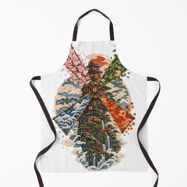 Item preview, The Mill of the Four Seasons – Japanese Ukiyo-e Fantasy Art designed and sold by Substance_life.
