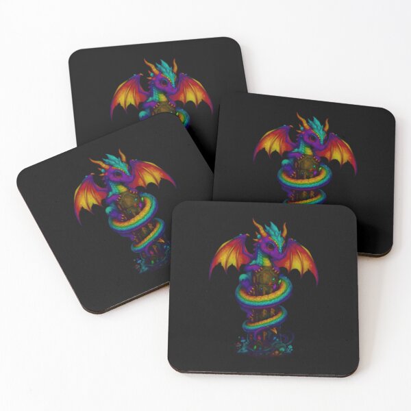 Item preview, Rainbow Baby Dragon Wrapped Around Fantasy Tower Design designed and sold by Ostericaimusa.