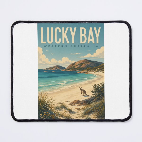 Item preview, Lucky Bay Western Australia Turquoise Coast with Kangaroo and Granite Headlands designed and sold by Places On Earth.