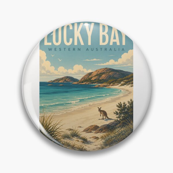Item preview, Lucky Bay Western Australia Turquoise Coast with Kangaroo and Granite Headlands designed and sold by Places On Earth.