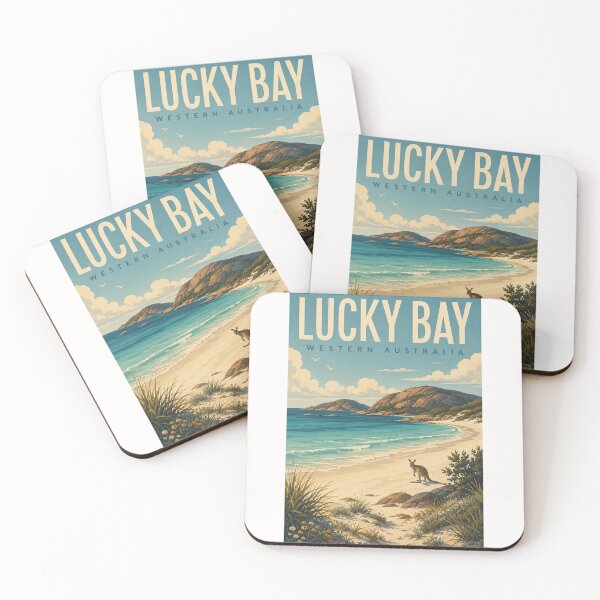 Item preview, Lucky Bay Western Australia Turquoise Coast with Kangaroo and Granite Headlands designed and sold by Places On Earth.