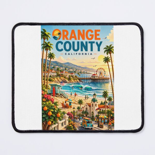 Item preview, Orange County California Pacific Coast with Pier and Southern California Palms designed and sold by Places On Earth.