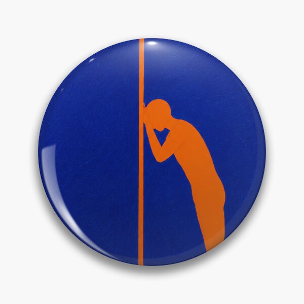 Item preview, 'Leaning In' – Modern Abstract Figure Painting | Cobalt Blue and Orange designed and sold by Moodzu.
