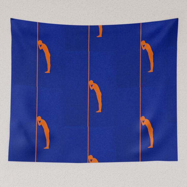 Item preview, 'Leaning In' – Modern Abstract Figure Painting | Cobalt Blue and Orange designed and sold by Moodzu.