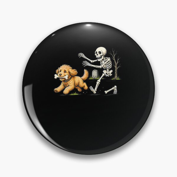 Item preview, Funny Goldendoodle Dog Stealing Bone From Skeleton Halloween  designed and sold by RealestInternet.