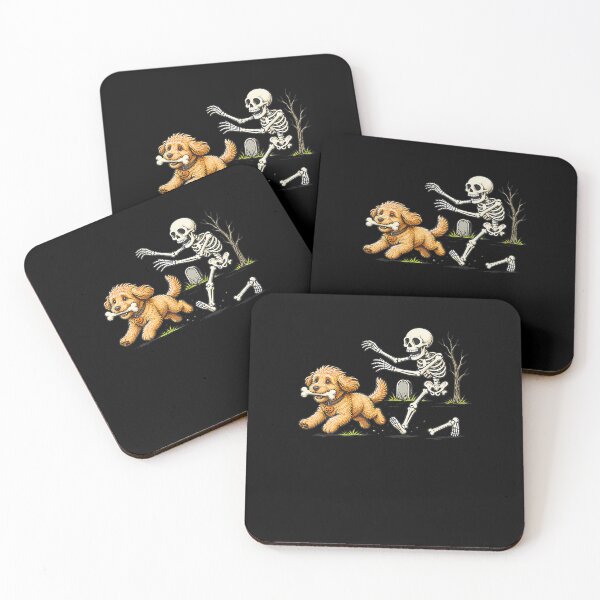 Item preview, Funny Goldendoodle Dog Stealing Bone From Skeleton Halloween  designed and sold by RealestInternet.