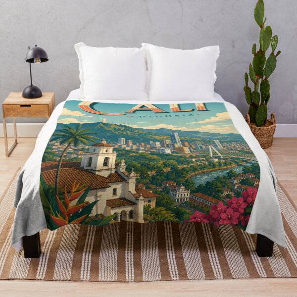 Item preview, Cali Colombia Skyline beneath Cristo Rey and Farallones Mountains designed and sold by Places On Earth.