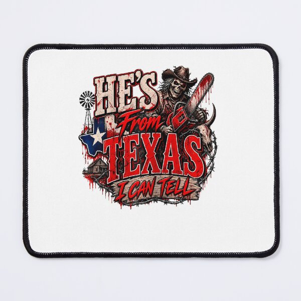 Item preview, Hes From Texas I Can Tell Cowboy Chainsaw Halloween Horror designed and sold by RealestInternet.