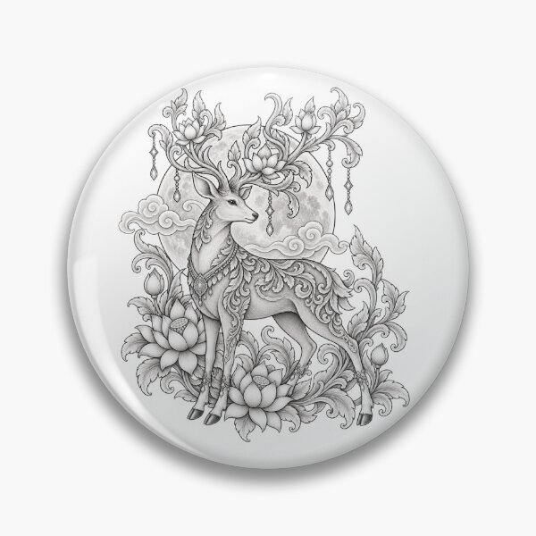 Item preview, Mystical Deer Moon Lotus Thai Art designed and sold by mamhew2456.
