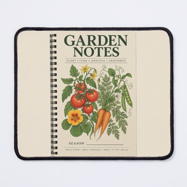 Item preview, Garden Notes Notebook – Botanical Gardening Journal for Seasonal Records designed and sold by astersgraphics.