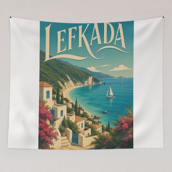 Item preview, Lefkada Greece Ionian Sea Cliffs and Island Coast designed and sold by Places On Earth.