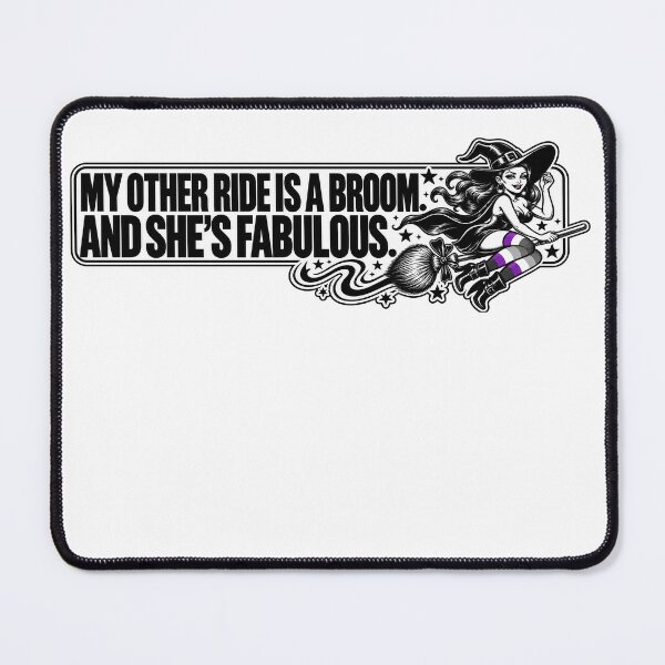 Item preview, BUMPS IN THE ROAD COLLECTION - ⭐ HALLOWEEN EDITION ⭐ - MY OTHER RIDE IS A BROOM. AND SHE’S FABULOUS. - ASEXUAL PRIDE  designed and sold by WheelieGdArt.
