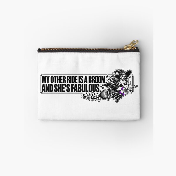 Item preview, BUMPS IN THE ROAD COLLECTION - ⭐ HALLOWEEN EDITION ⭐ - MY OTHER RIDE IS A BROOM. AND SHE’S FABULOUS. - ASEXUAL PRIDE  designed and sold by WheelieGdArt.