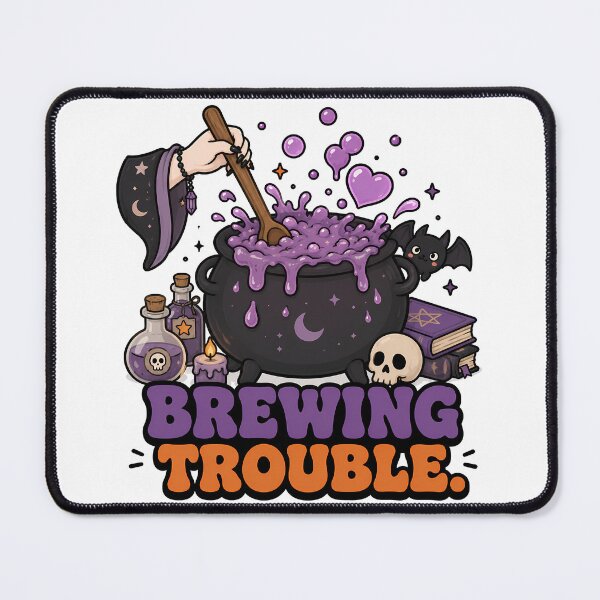 Item preview, Groovy Retro Brewing Trouble - Funny Halloween Witch Cauldron designed and sold by ianm1028.