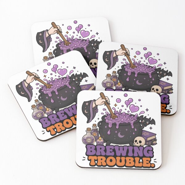 Item preview, Groovy Retro Brewing Trouble - Funny Halloween Witch Cauldron designed and sold by ianm1028.