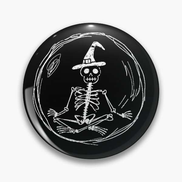 Item preview, Funny skeleton design Skeleton wearing a witch hat & meditating  designed and sold by OmStudioz .