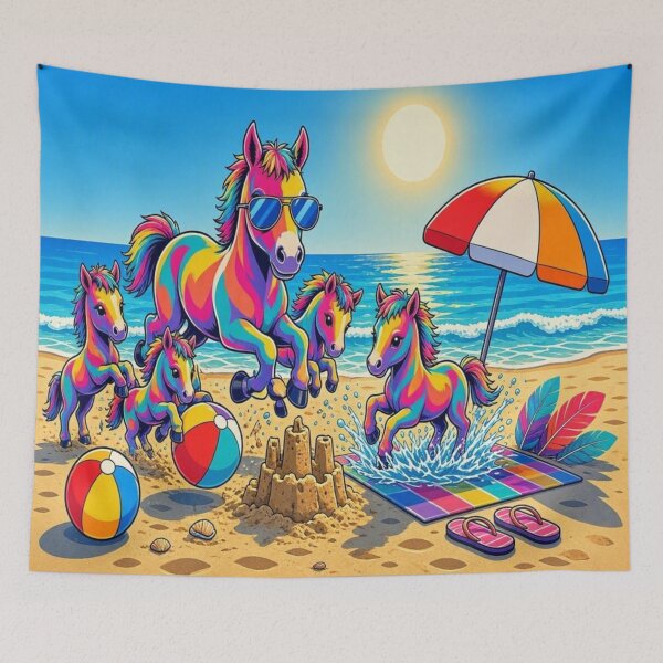 Item preview, Rainbow Horses on a Sunny Beach Adventure designed and sold by Breezes-of-Ida.