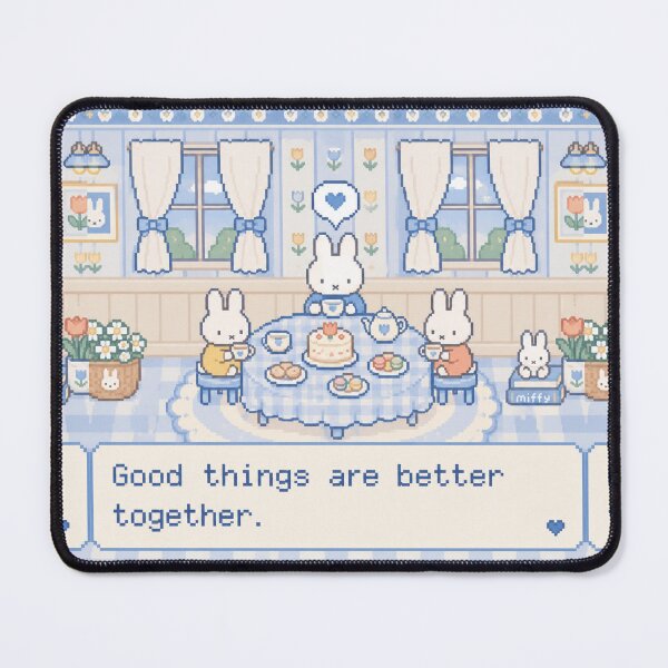 Item preview, Cute Bunny Tea Party Pixel Art Illustration Miffy designed and sold by Cozy Moss Studio.