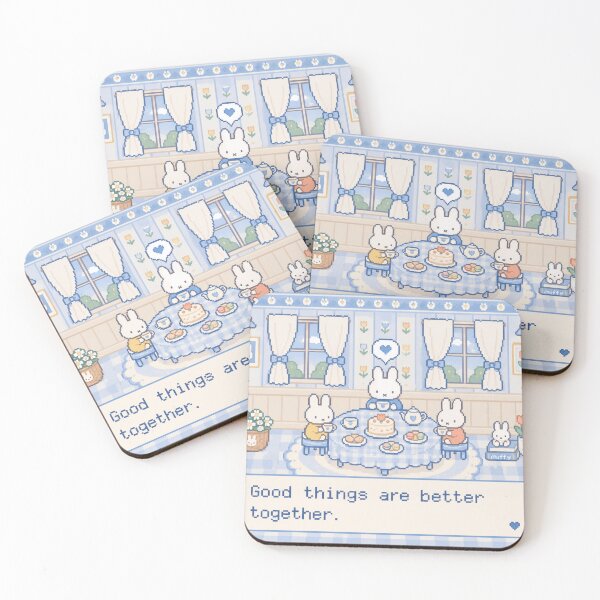 Item preview, Cute Bunny Tea Party Pixel Art Illustration Miffy designed and sold by Cozy Moss Studio.
