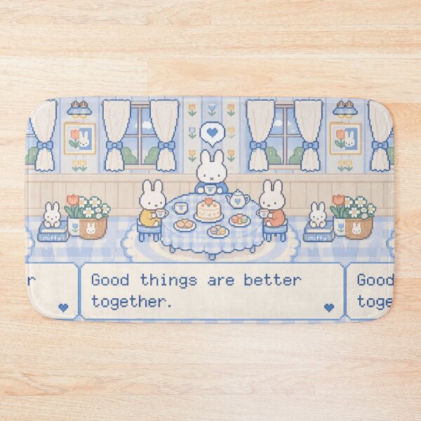 Item preview, Cute Bunny Tea Party Pixel Art Illustration Miffy designed and sold by Cozy Moss Studio.