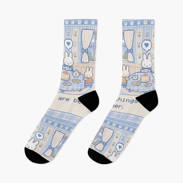 Item preview, Cute Bunny Tea Party Pixel Art Illustration Miffy designed and sold by Cozy Moss Studio.
