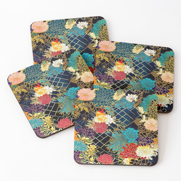 Item preview, Japanese Chiyogami Blue, White, Red Flowers Seamless Designs designed and sold by DEC02.