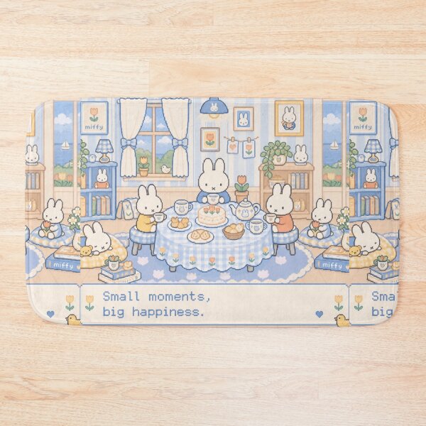 Item preview, Cozy Bunny Tea Room Pixel Art Illustration Miffy designed and sold by Cozy Moss Studio.