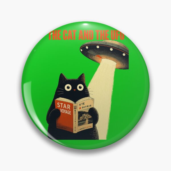 Item preview, Black Cat UFO Abduction Poster designed and sold by SeraDesignV.
