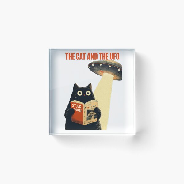 Item preview, Black Cat UFO Abduction Poster designed and sold by SeraDesignV.