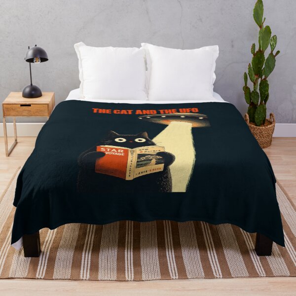 Item preview, Black Cat UFO Abduction Poster designed and sold by SeraDesignV.