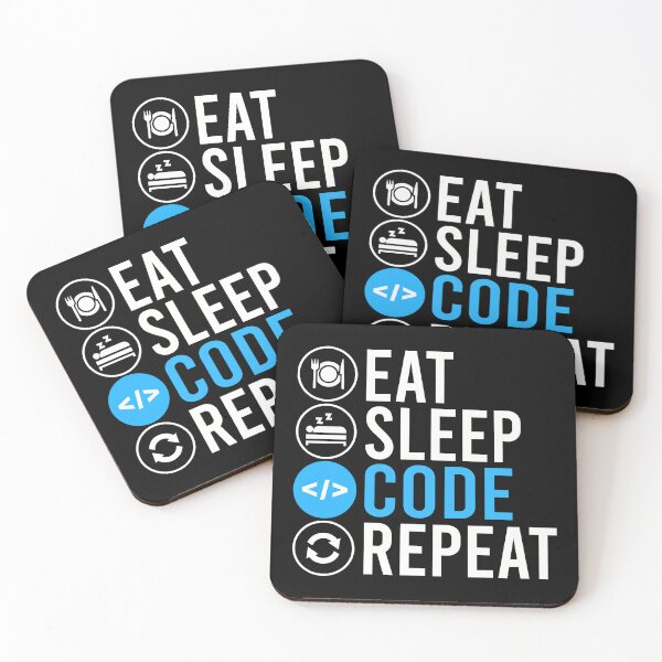 Artikelvorschau, Essen Schlafen Code Wiederholen entworfen und verkauft von teeperfect.