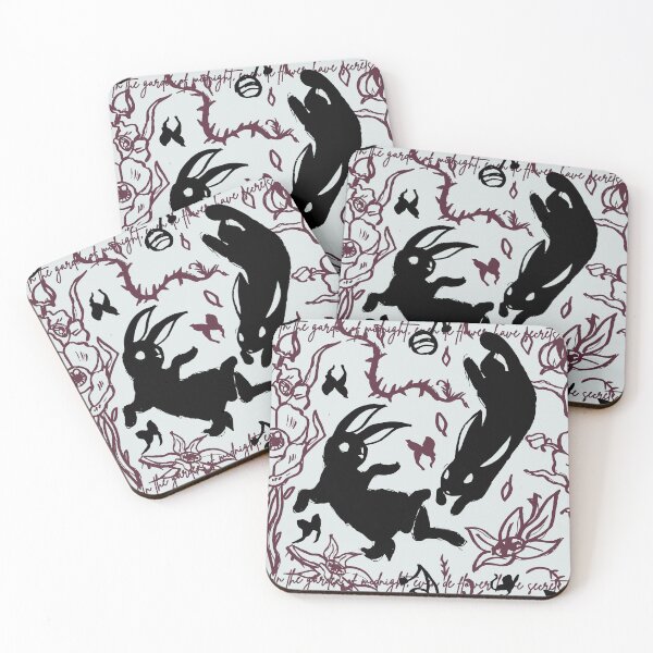 Item preview, Black rabbits falling into creepy flowers pattern designed and sold by Konopikyu.