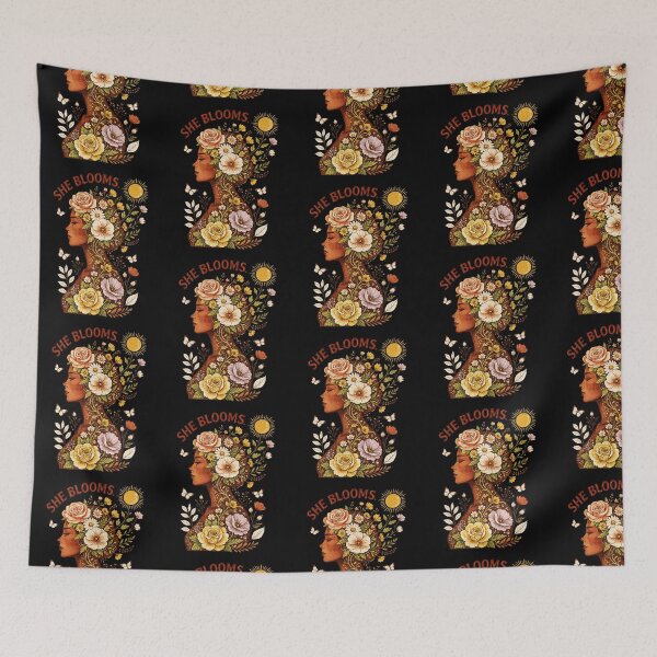 Item preview, She Blooms Inspirational Floral Woman Retro Boho Art designed and sold by JapanAnimeSH2.