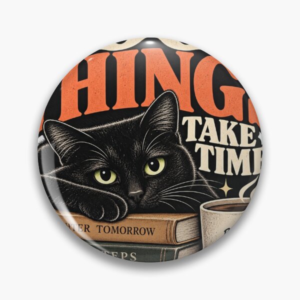 Item preview, Good Things Take Time Black Cat designed and sold by Layan Shehab.