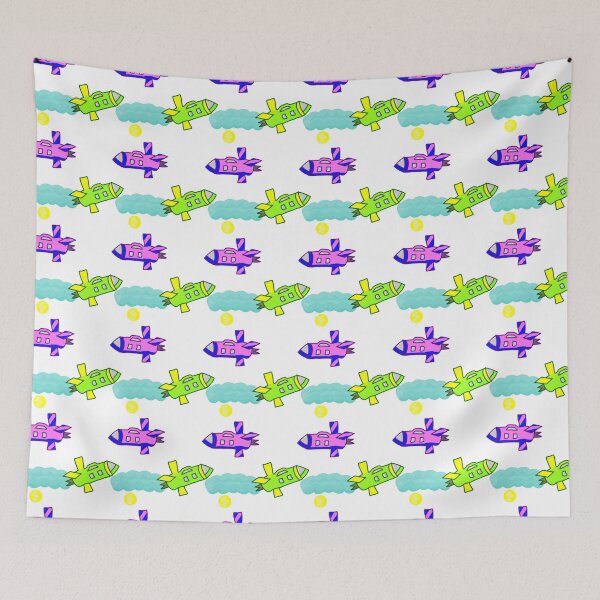 Item preview, Airplane Rockets Colorful Flying  designed and sold by MigWhimsy.