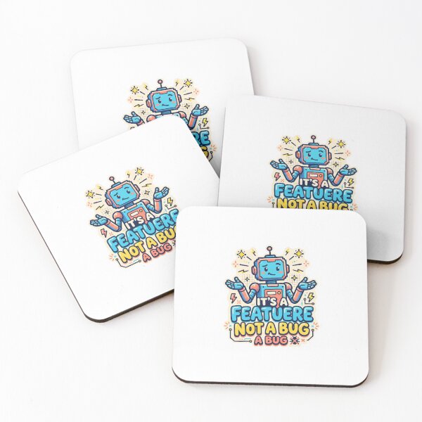Item preview, It's a Feature Not a Bug Cute Programmer Robot Sticker designed and sold by Mellow Doodle Co..