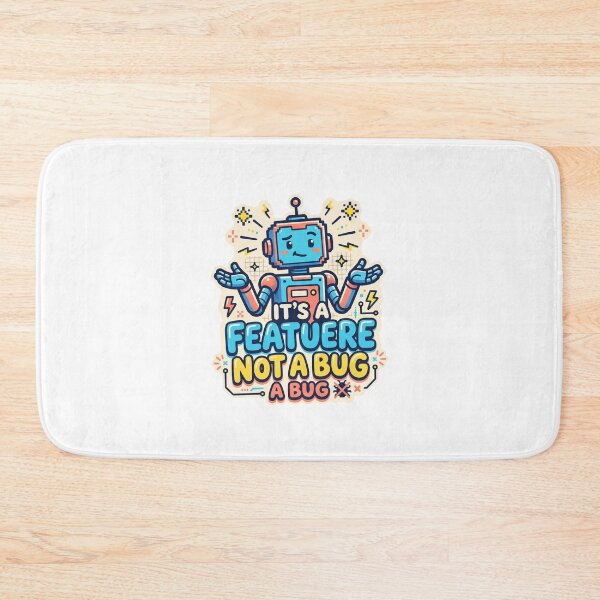 Item preview, It's a Feature Not a Bug Cute Programmer Robot Sticker designed and sold by Mellow Doodle Co..