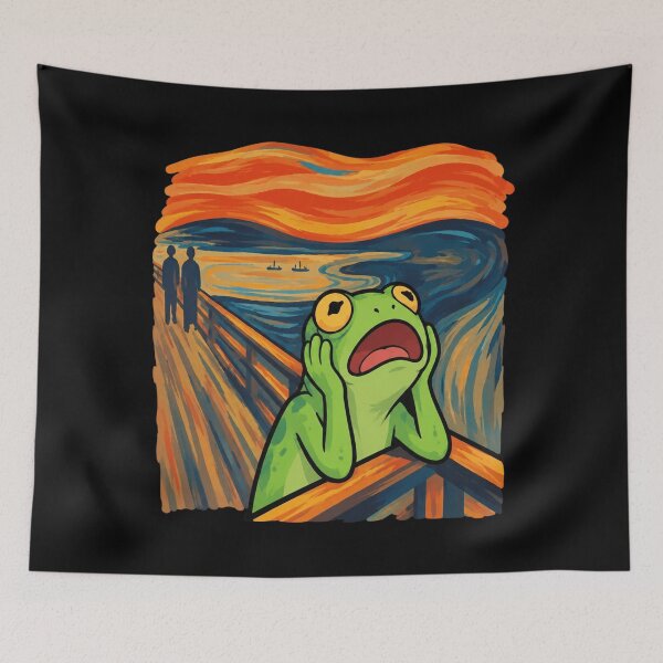 Artikelvorschau, Der Frosch schreit – Lustige Parodie auf ein berühmtes Gemälde von Edvard Munch entworfen und verkauft von AvaLawley.