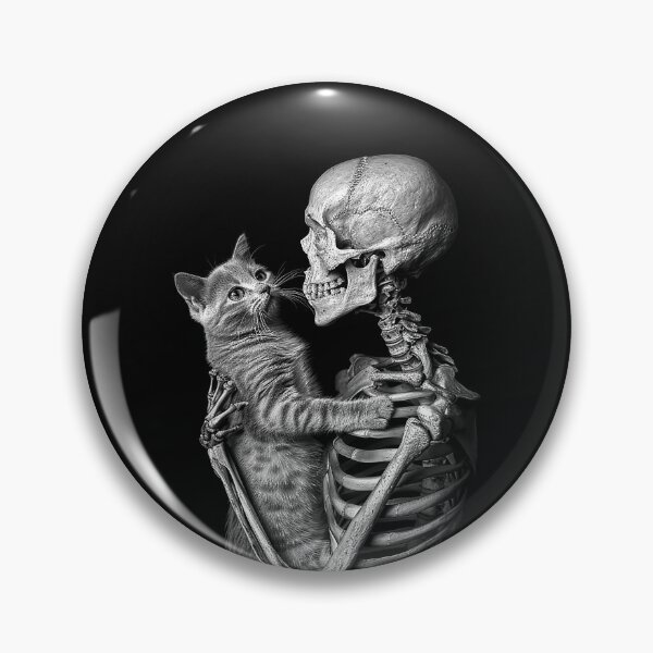 Item preview, Gothic Skeleton Hugging Cat Macabre Pet Dark Art designed and sold by inkoutninja.