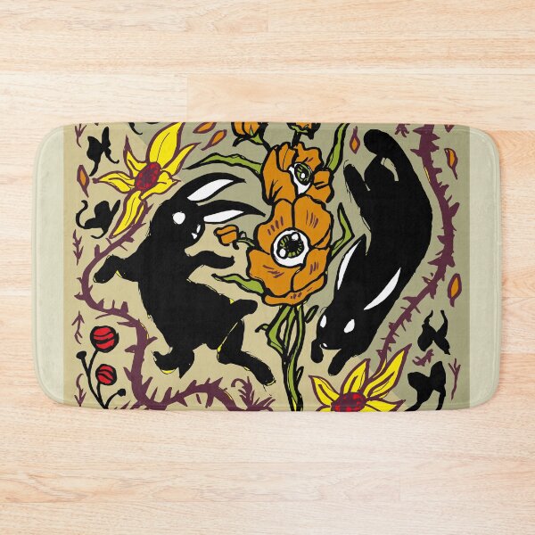 Item preview, Black rabbits falling into creepy flowers  designed and sold by Konopikyu.