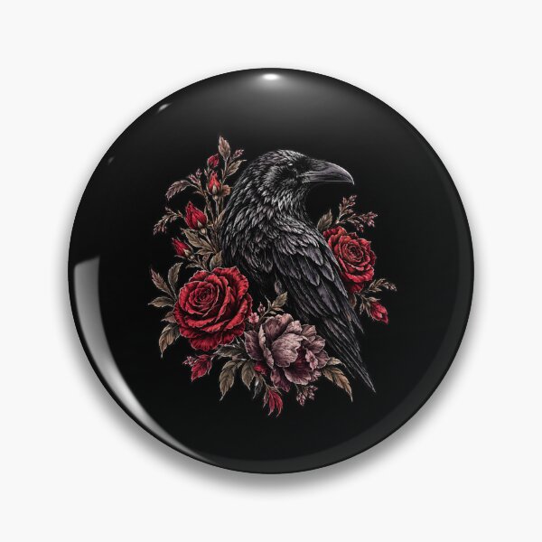 Item preview, Raven Floral Gothic Botanical Roses Halloween Dark Bird designed and sold by DaphoLatara.