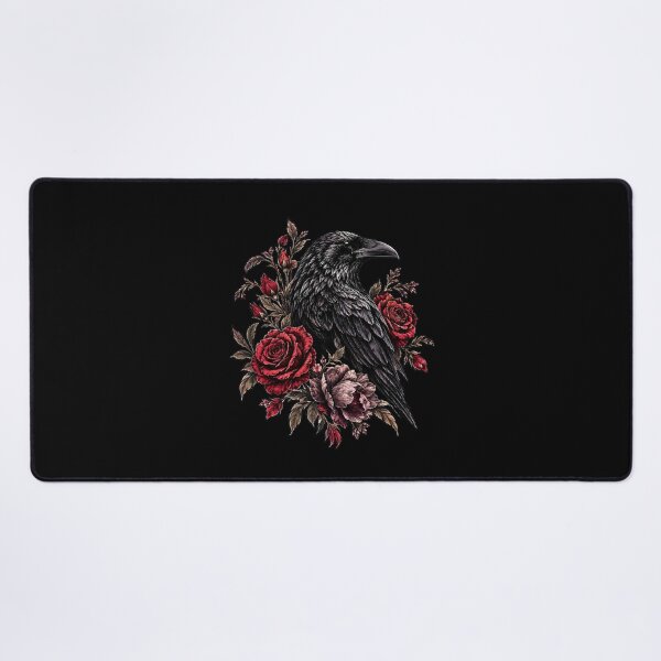 Item preview, Raven Floral Gothic Botanical Roses Halloween Dark Bird designed and sold by DaphoLatara.