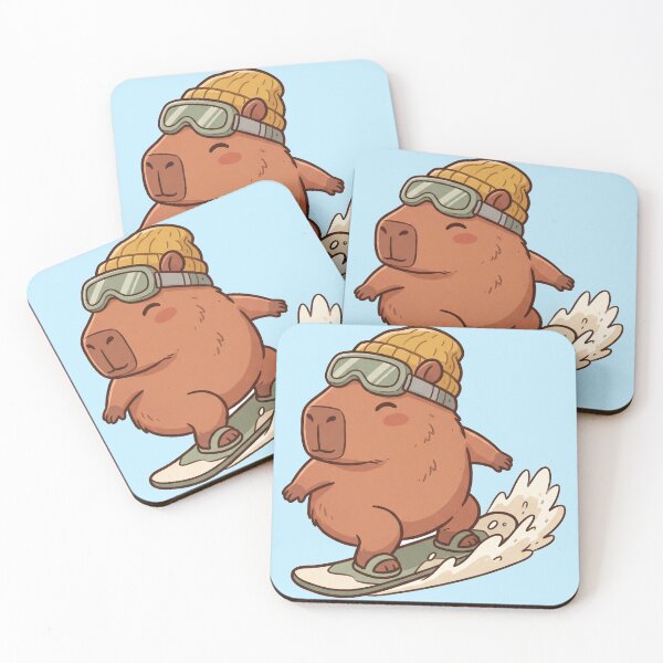 Item preview, Capybara Snowboard Winter Cute Kawaii designed and sold by DofinaSur.