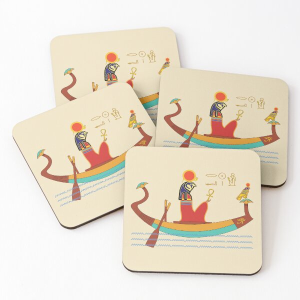 Item preview, The ancient Egyptian god Re on his solar barque, beige background. designed and sold by yuretzius.