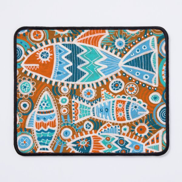 Item preview, Folk Fish Pattern in Blue and Rust designed and sold by Fani*.